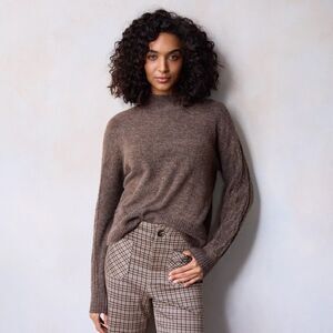 Women's LC Lauren Conrad Sweater Size Large Brown Mockneck Pullover NWT